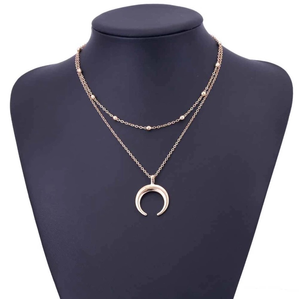 ‼️3/$30 Boho Multilayer Moon Gold Choker Necklace - Picture 2 of 3